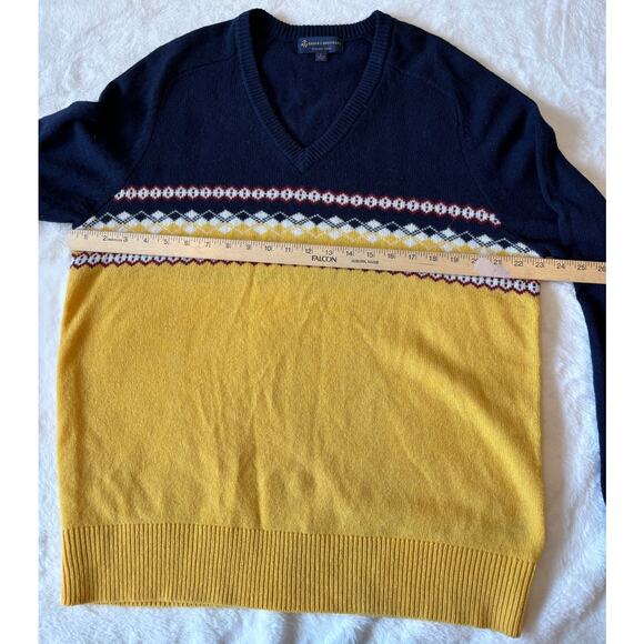 Brooks Brothers FAIR ISLE Italian Yarn Wool Blend L/S V-Neck Sweater |Size Large - Picture 6 of 7